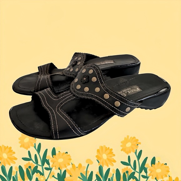 Paul Green Black Studded Slides - Picture 2 of 9